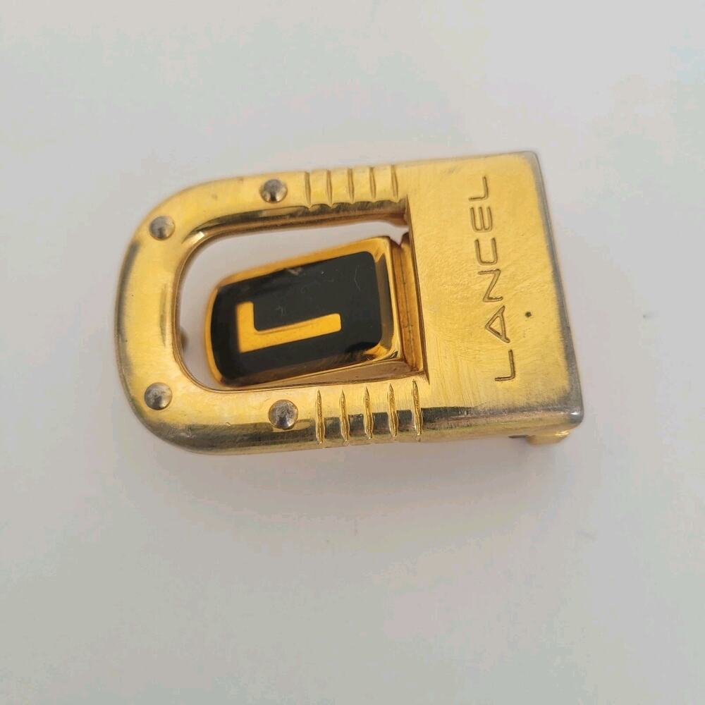 Lancel Paris L Vintage Belt Buckle Replacement Gold Tone Unisex Brass Slim 1"